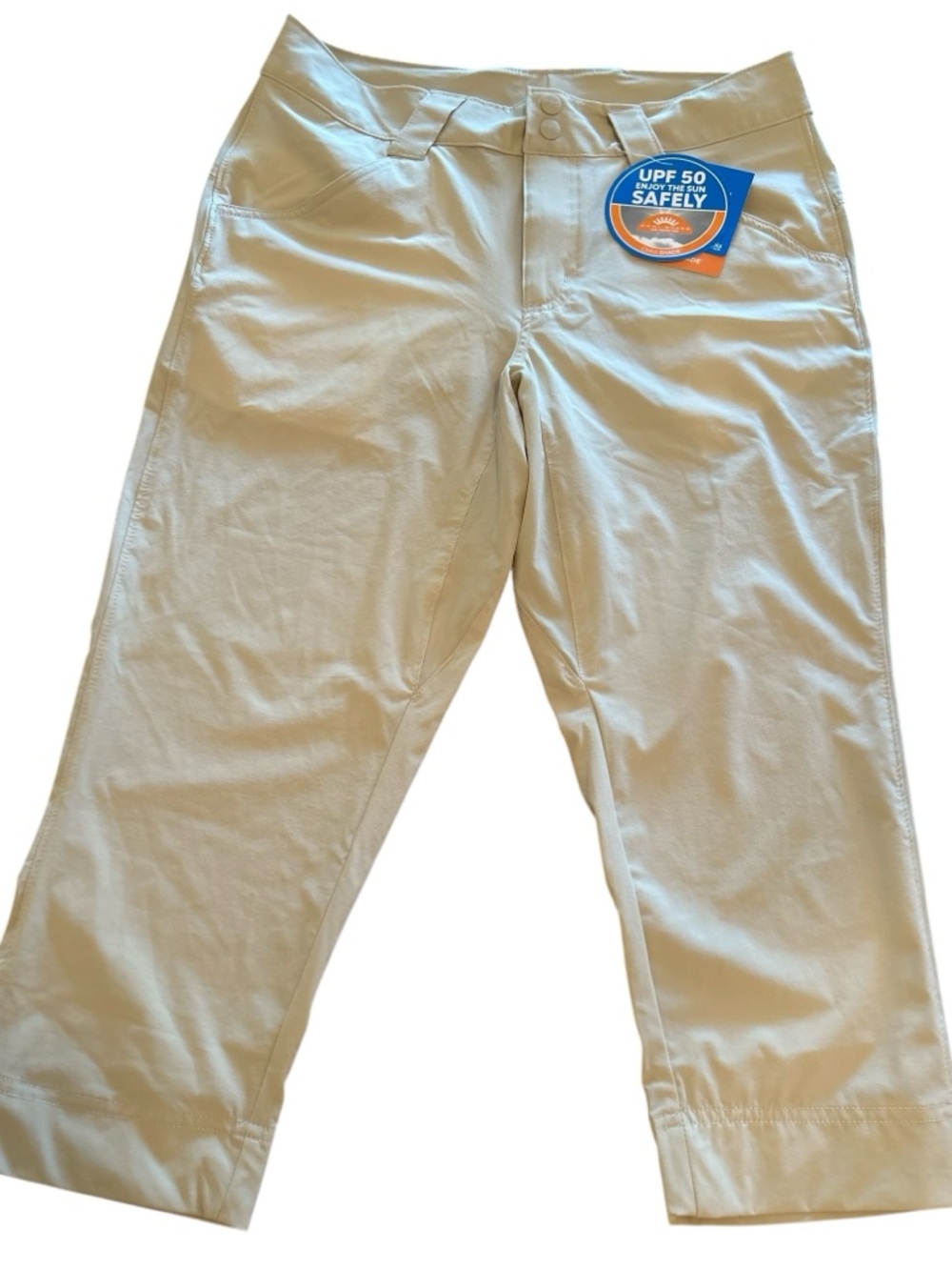 COLUMBIA PFG Light Beige UPF 50 OMNISHADE Women's Capri Pants Size 8 NWT